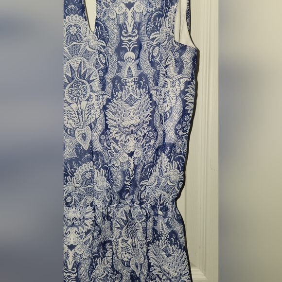 Show Me Your Mumu XS White & Blue Low Cut Sleeveless Romper - Picture 6 of 9